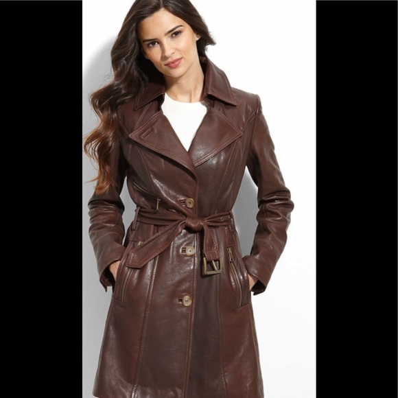 Brown Leather Trench Coat - Picture 4 of 4